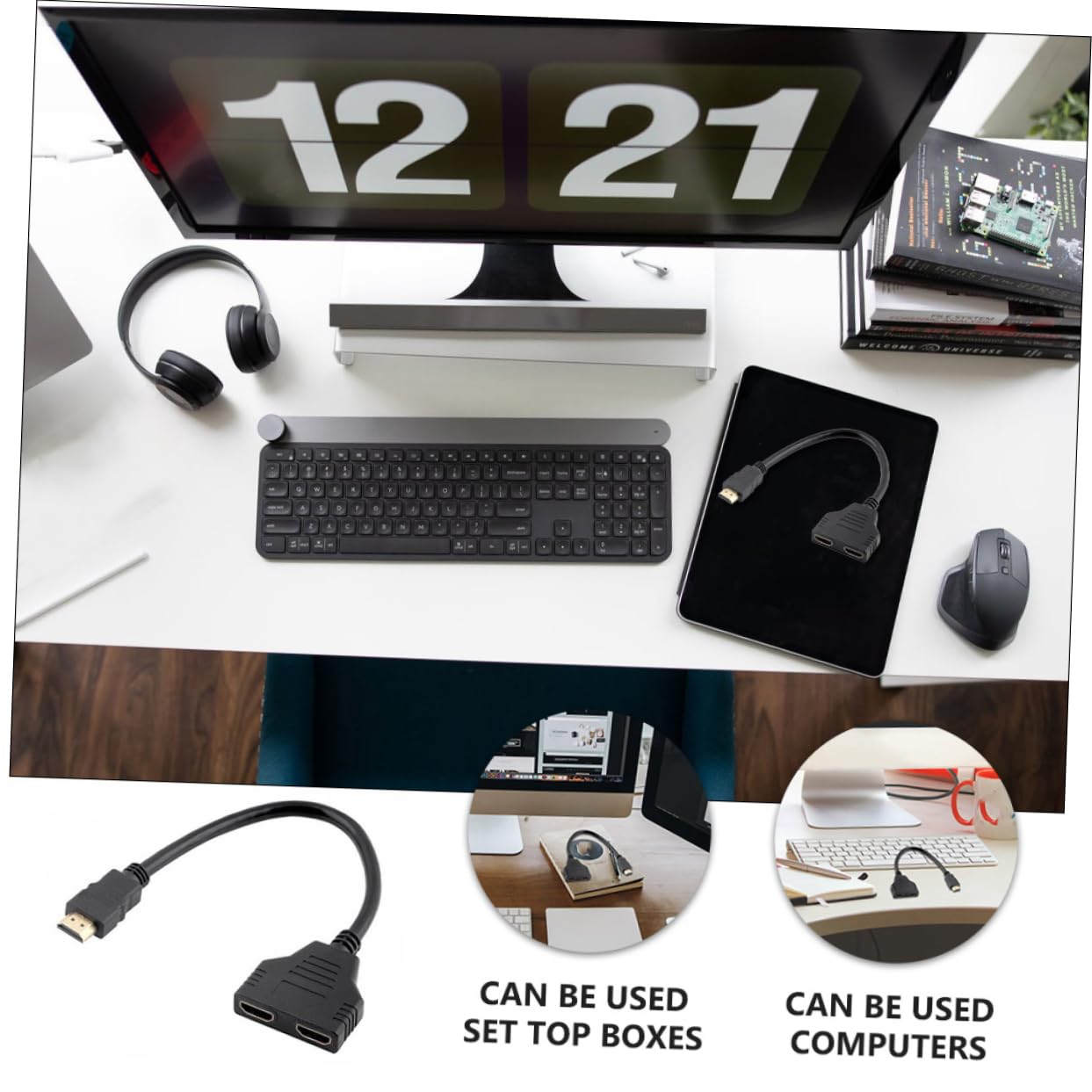 jojofuny Splitter Out Video Adapter För Lcd Led Tv Projektor Och Spelkonsol Ingen Förlust Ingen Fördröjning För Hemmabio Och Kontor