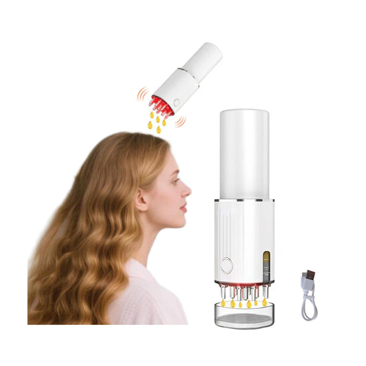 Zilynhom hårbottenmassageborste, anti-håravfall oljedispenser med vibrationer, 70 ml flaska, USB, gåva för kvinnor och män, hårolja applikator för minoxidil-hårväxtsserum, huvudmassageolja, rotkam