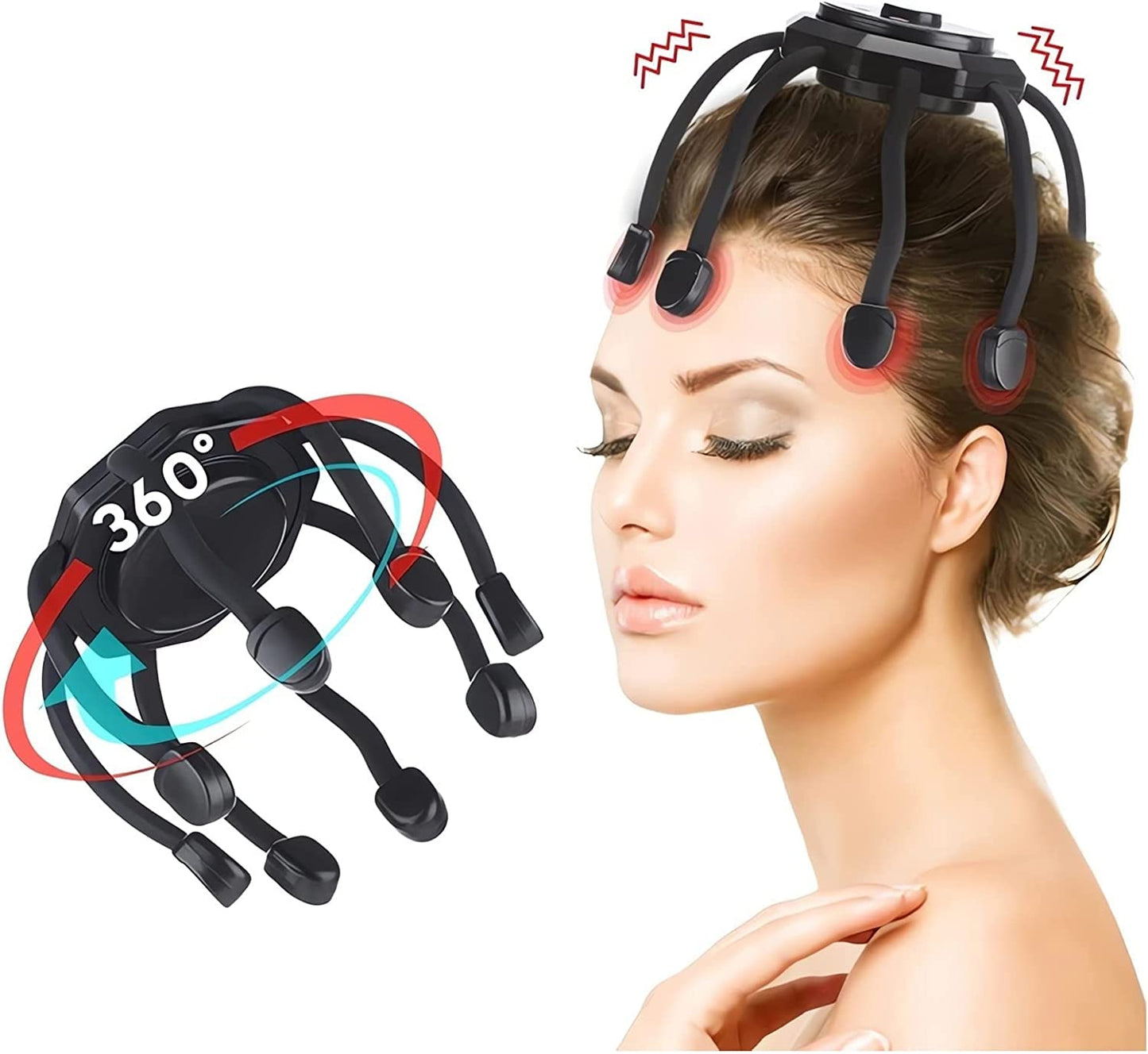 Ultra hårbottenmassager, bärbar huvudmassageapparat för att lindra smärta och ångest, stressavslappning, spänning, avkoppling, djup sömn (svart)