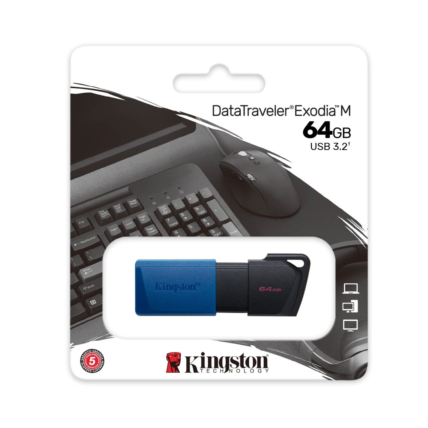 Kingston DataTraveler Exodia M USB 3.2 Gen 1 DTXM/64GB – med rörligt lock (svart + blå)