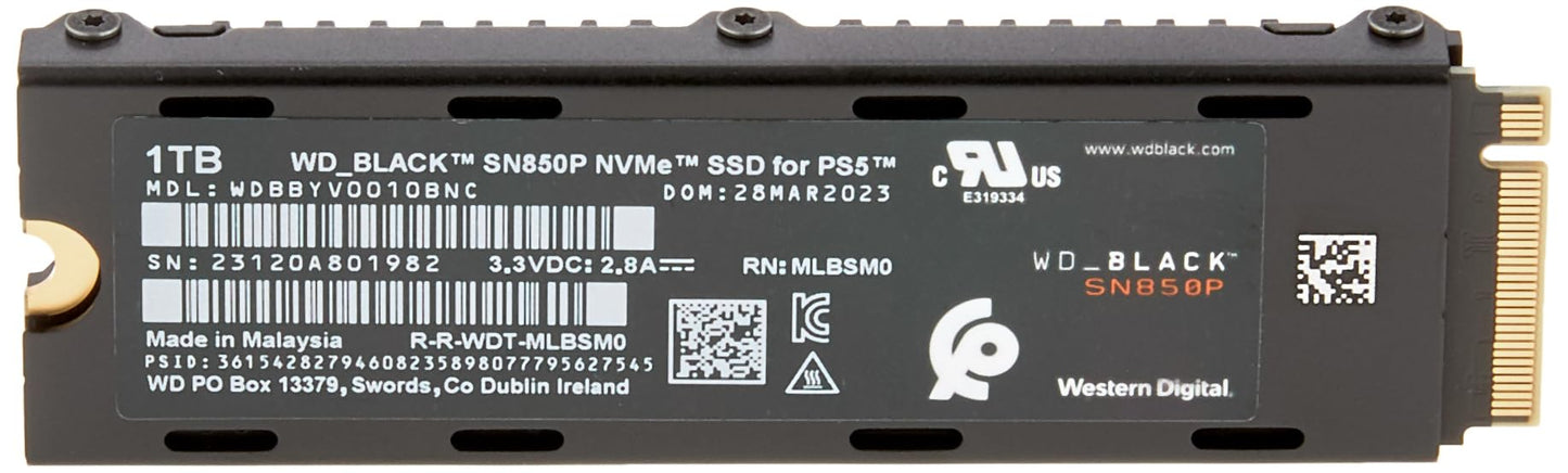 SanDisk SN850P for PS5 WDBBYV0010BNC-WRSN Intern SSD, Svart, 1 TB