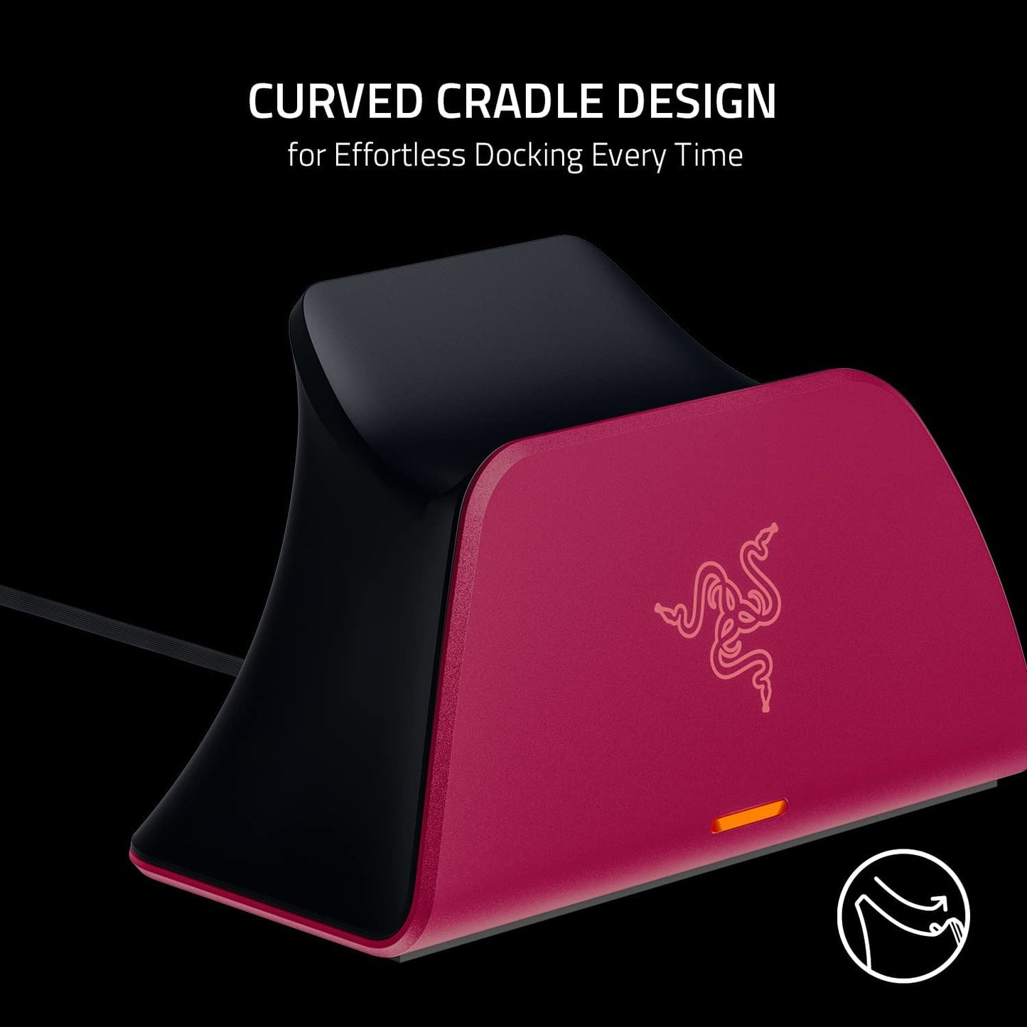 Razer snabbladdningsstativ – snabbladdningsstativ för PlayStation 5-kontroll (snabbladdning, böjd vagga, driven med USB, enhandsnavigation) midnattssvart