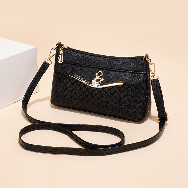 Lingge Embossed Crossbody Practical Shoulder Bag