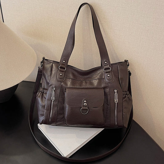 European And American Retro Simplicity Texture Solid Color Single-shoulder Bag