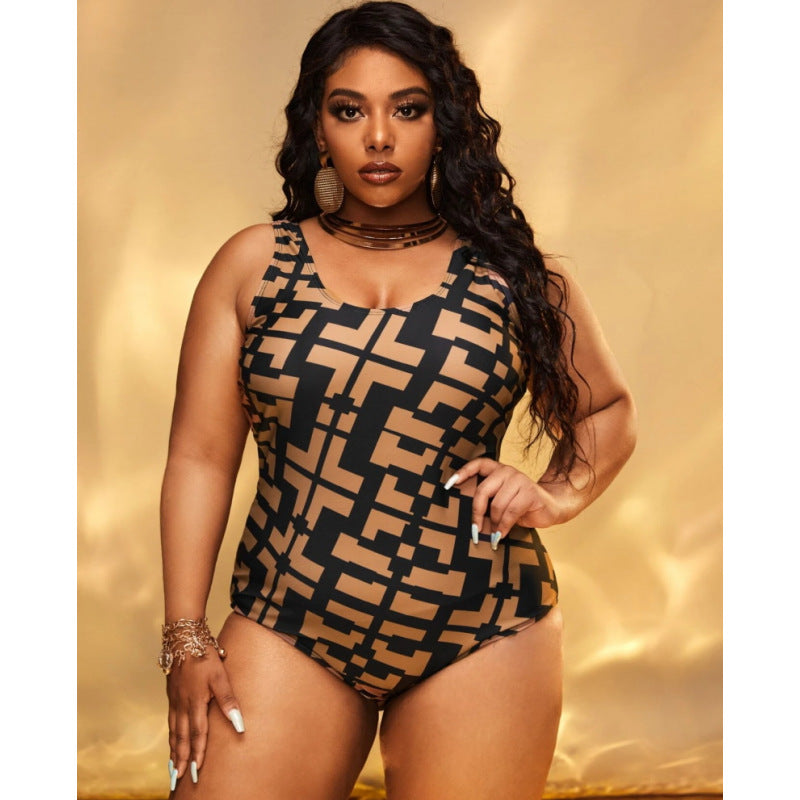 Women's Fashion Graphics Patchwork Print Bikini One-piece Swimsuit