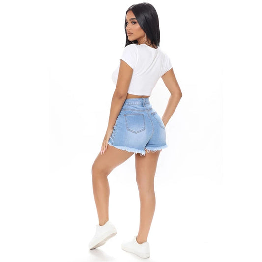 Stylish Minimalist Slim Fit Womens Denim Shorts