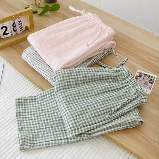 Women's Fashion Casual Loose Cotton Double-layer Gauze Home Pants