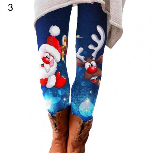 Women's Elastic Trousers Printed Thin Christmas Pants