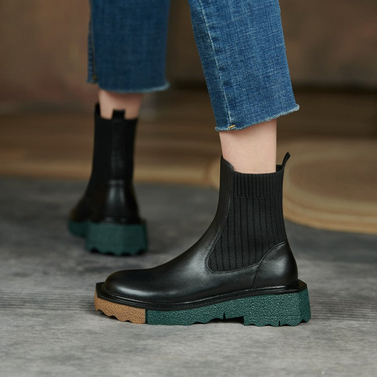 Women's Boots With Thick-soled Stitching Wool Tube