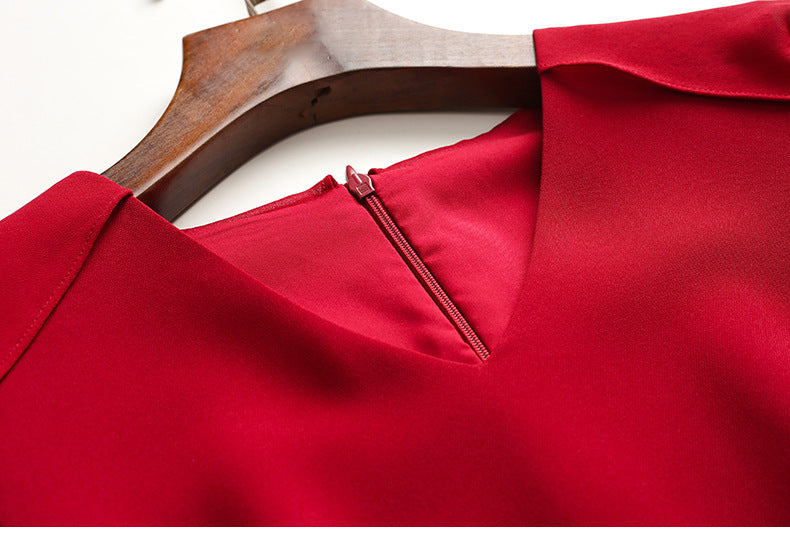 V-neck Shawl Sleeve Studded Diamond Banquet Buttocks Skirt