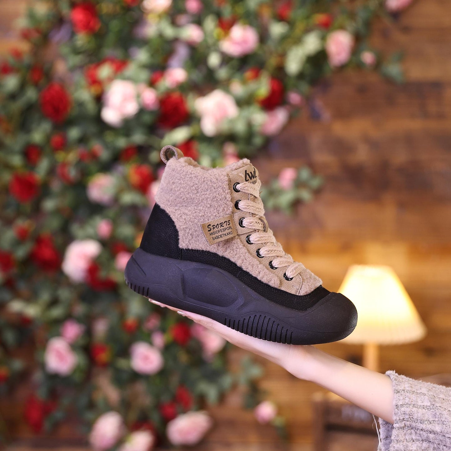 Fleece-lined Soft-soled Martin Boots High-top Anti-slip All-matching