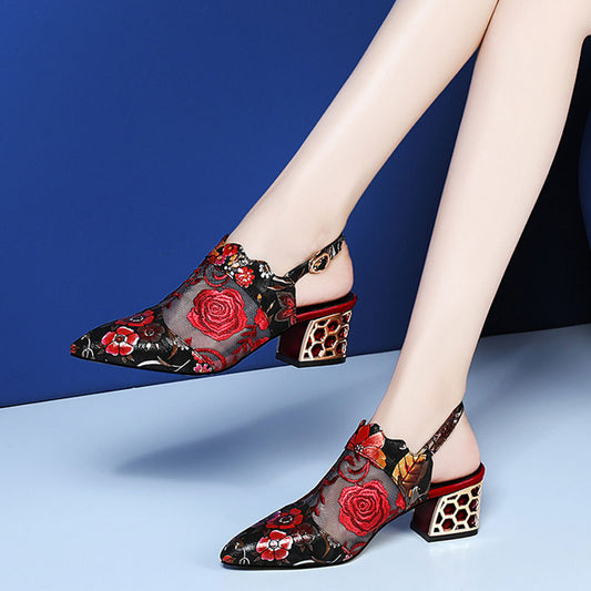 Sandals Women's Rhinestone Stiletto Buckle High-heeled Women's Shoes