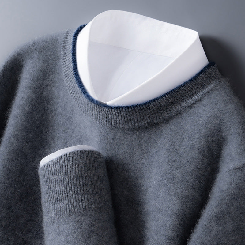 Autumn And Winter Men's Round Neck Multicolor Bottoming Sweater