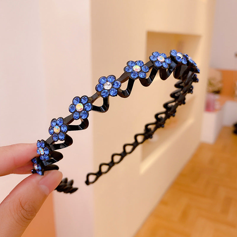 Women's Rhinestone Wavy Thin Edge With Teeth All-match Pressure Hair Non-slip Headband
