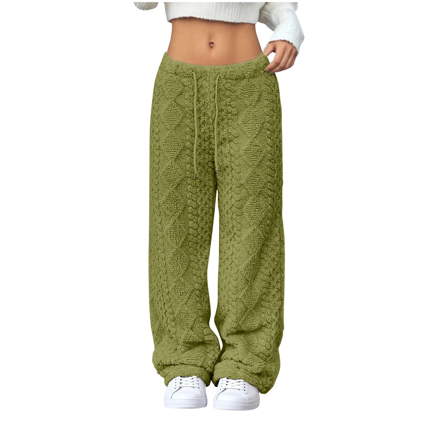 Velvet Padded Loose Straight-leg Trousers