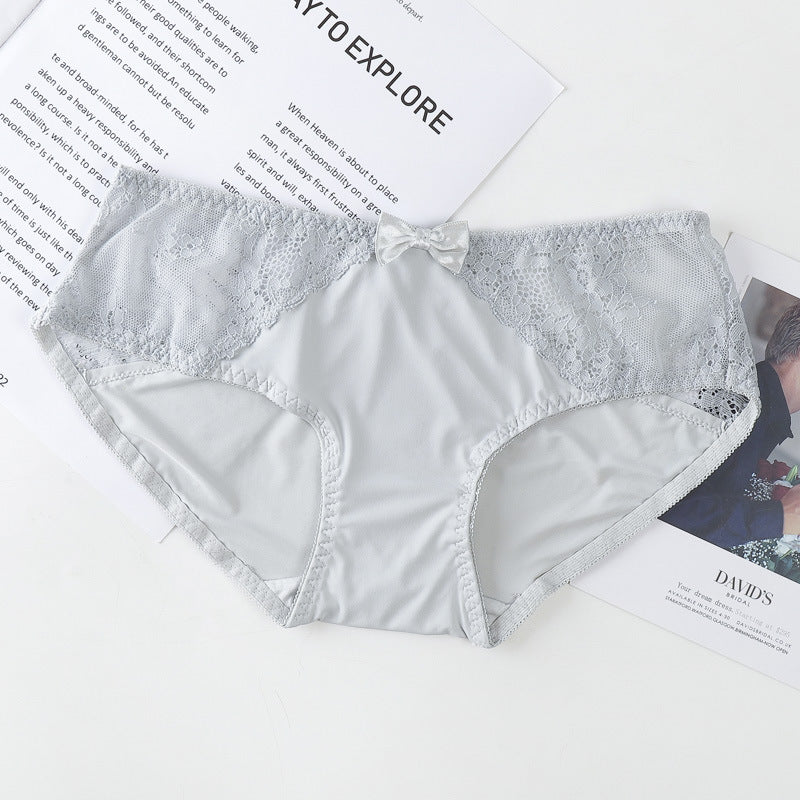 Women's Ice Silk Refreshing Low Waist Cute Bow Briefs