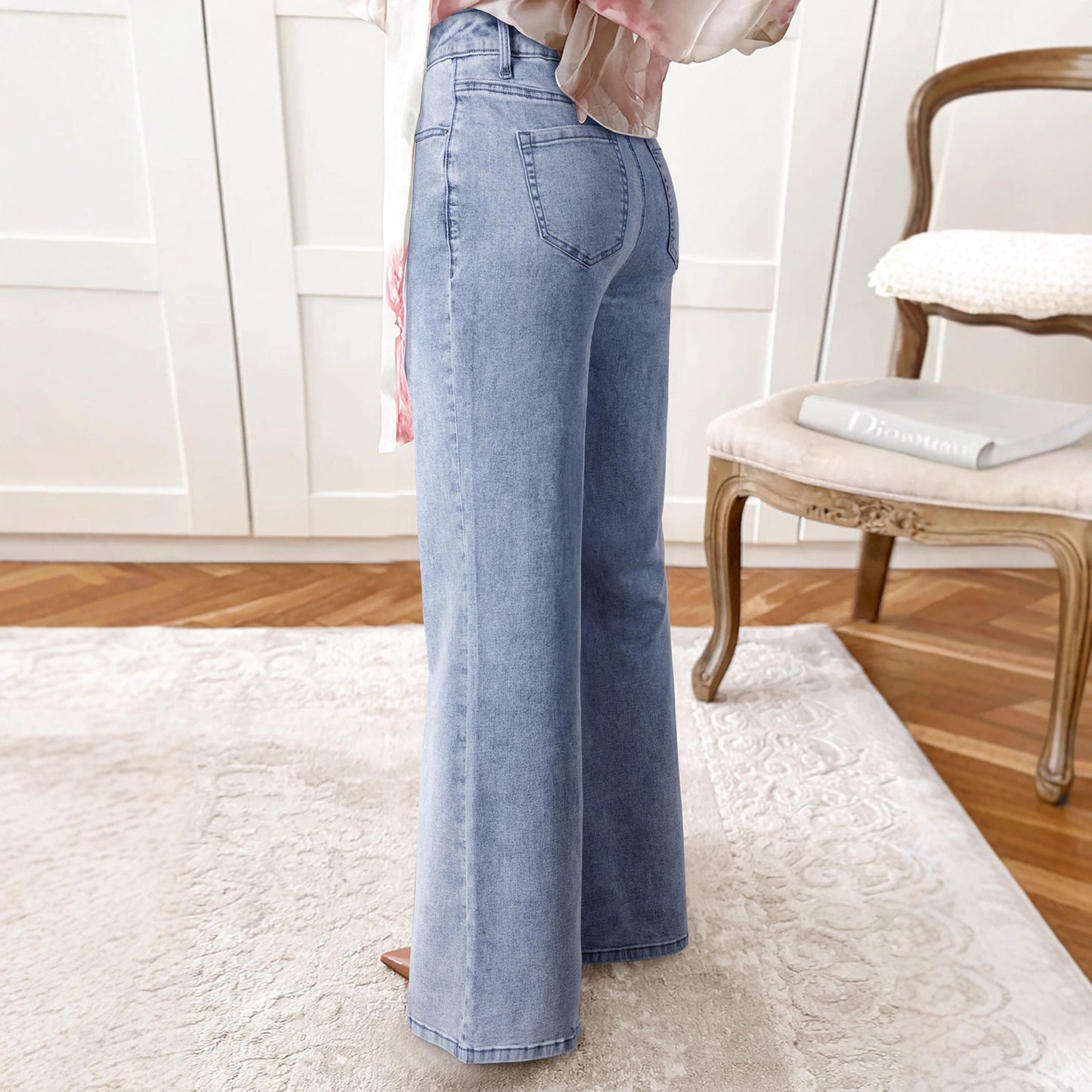 Women's High Waist Casual Loose Solid Color Jeans