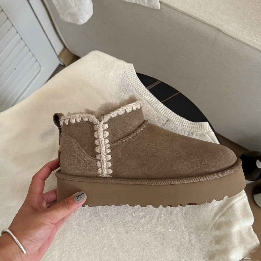 New Snow Sheep Fur Integrated Mini Wool Mouth Ankle Boots