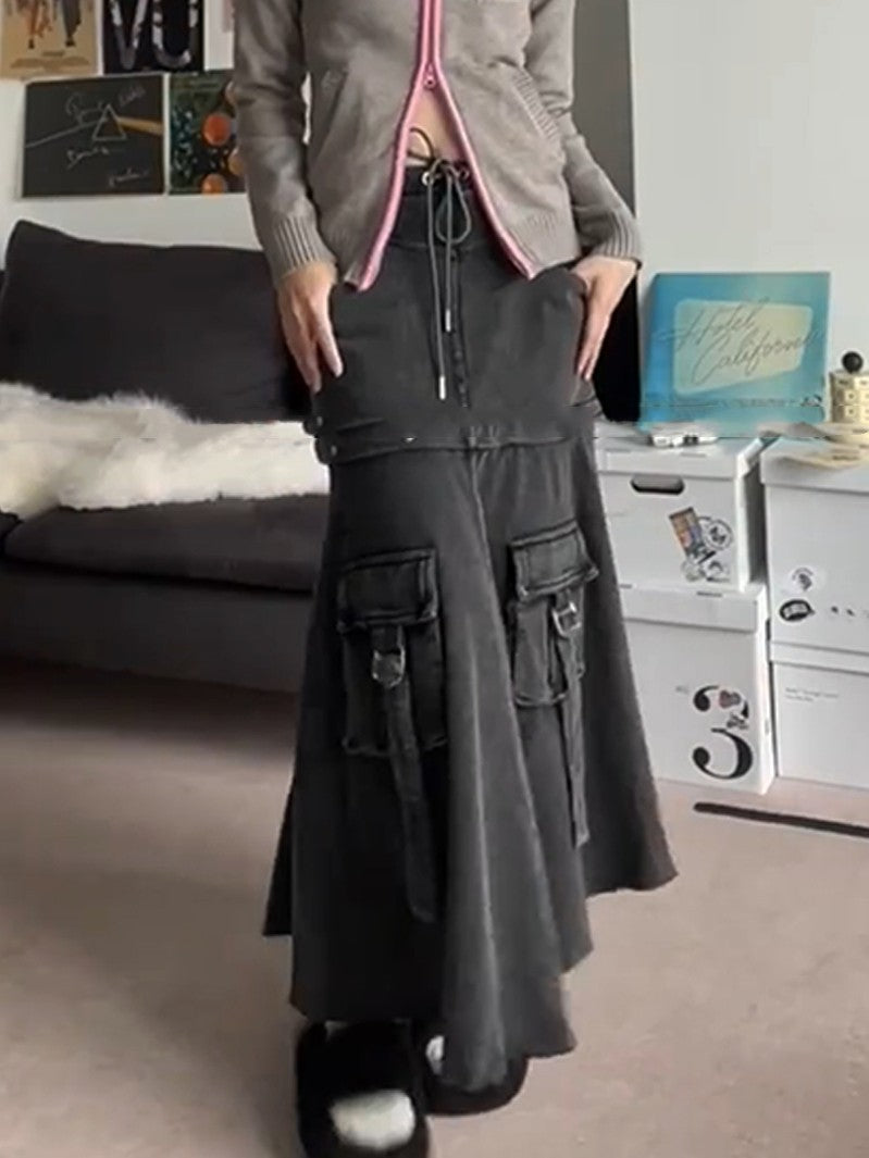 Denim Pleated Skirt For Women's Autumn And Winter Design