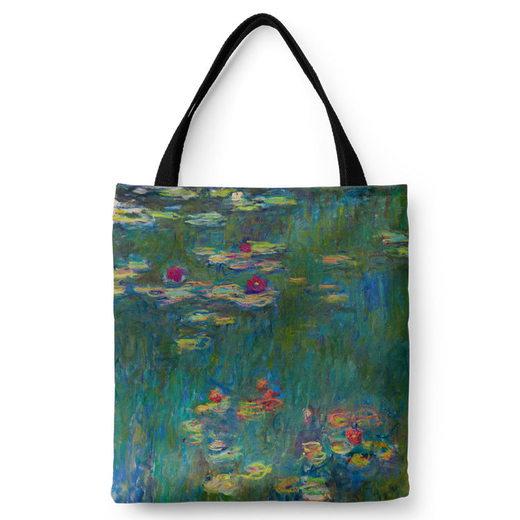 Monet Weeping Willow Water Lily Canvas Bag Shopping Bag Handbag
