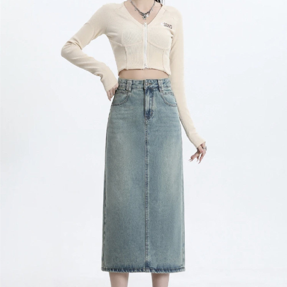 Dame Mode Personlig Denim Nederdel