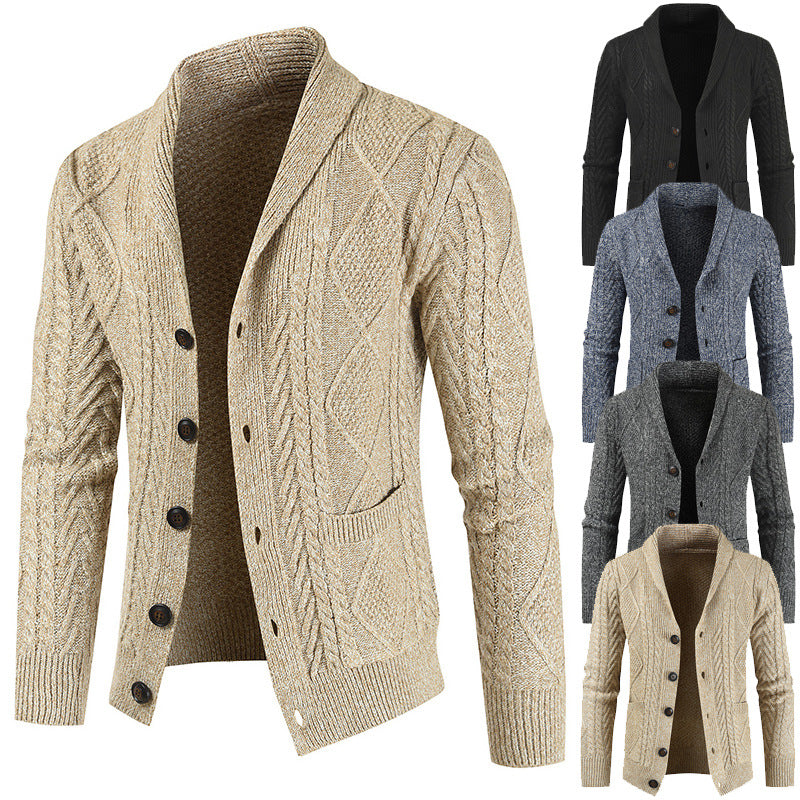 Fashionable Loose-knit Thickened Men's Sweater Coat