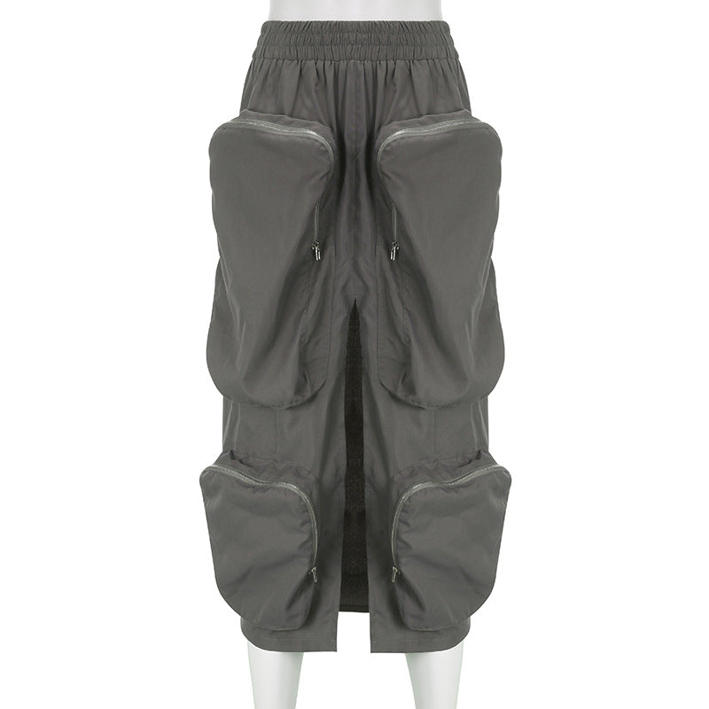 Fashion Street Tooling Wind Big Pockets Tighten Waist