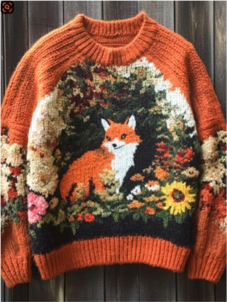 Damers Retro, Løstsiddende Efterår-Vinter Rundhalset Pullover Sweater I Faux-Uld Stil, Inspireret Af Europæiske Og Amerikanske Stilarter