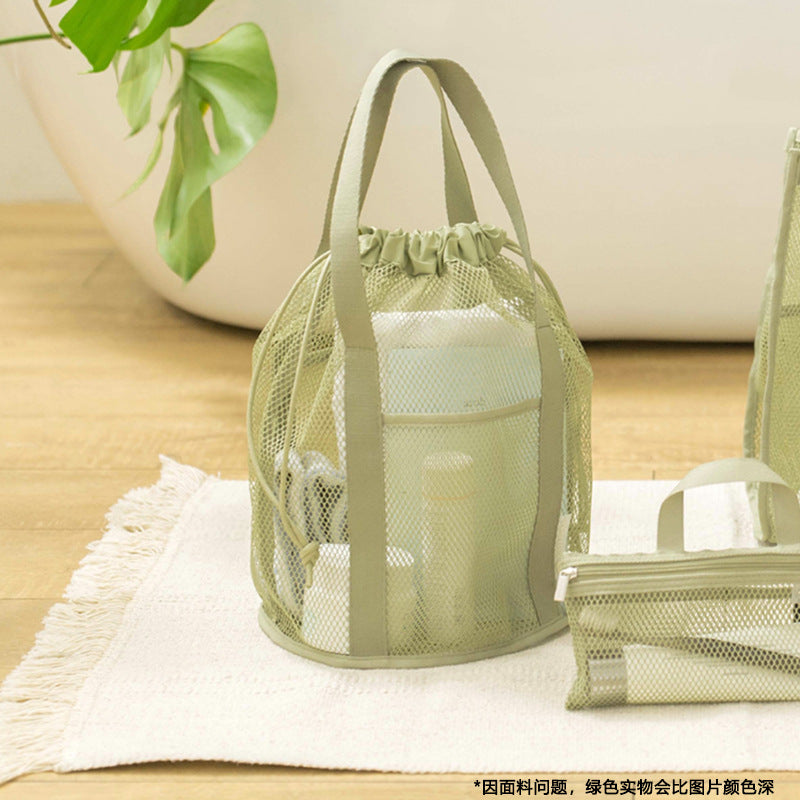 Travel Storage Bag Mesh Hollow Out Handbag Drawstring Wash Bag