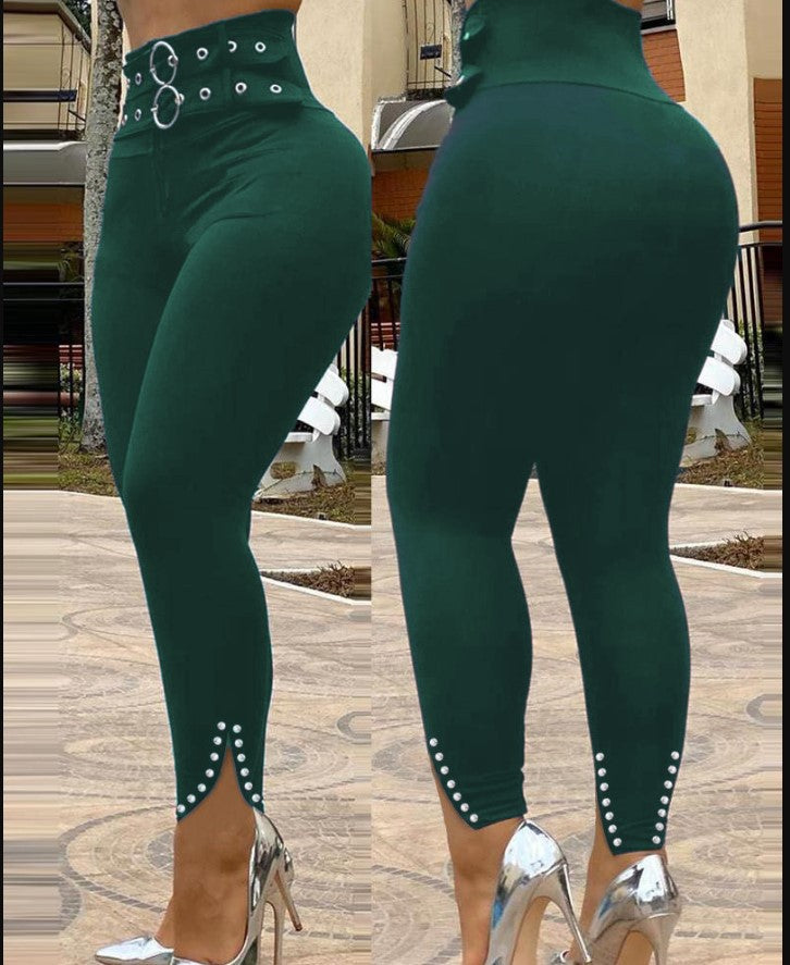 Solid Color High Waist Skinny Pants