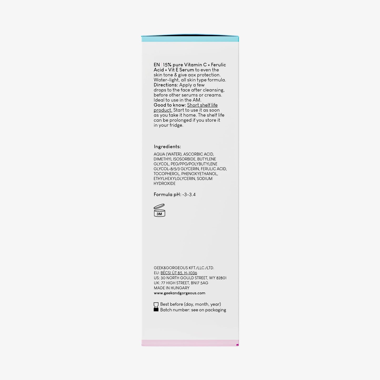 Geek & gorgeous – C-glöd – 15 % C-vitamin ferulic acid & E-vitamin serum, skyddar mot miljöskador, boosts collagen och evens hudton – alla hudtyper, duo-pack 30 ml x 2