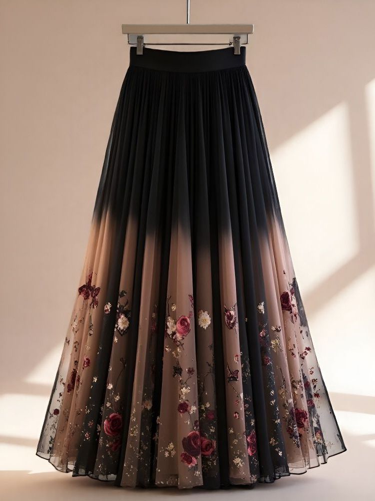 Flab Hiding Gentle Sweet Printed Skirt For Women