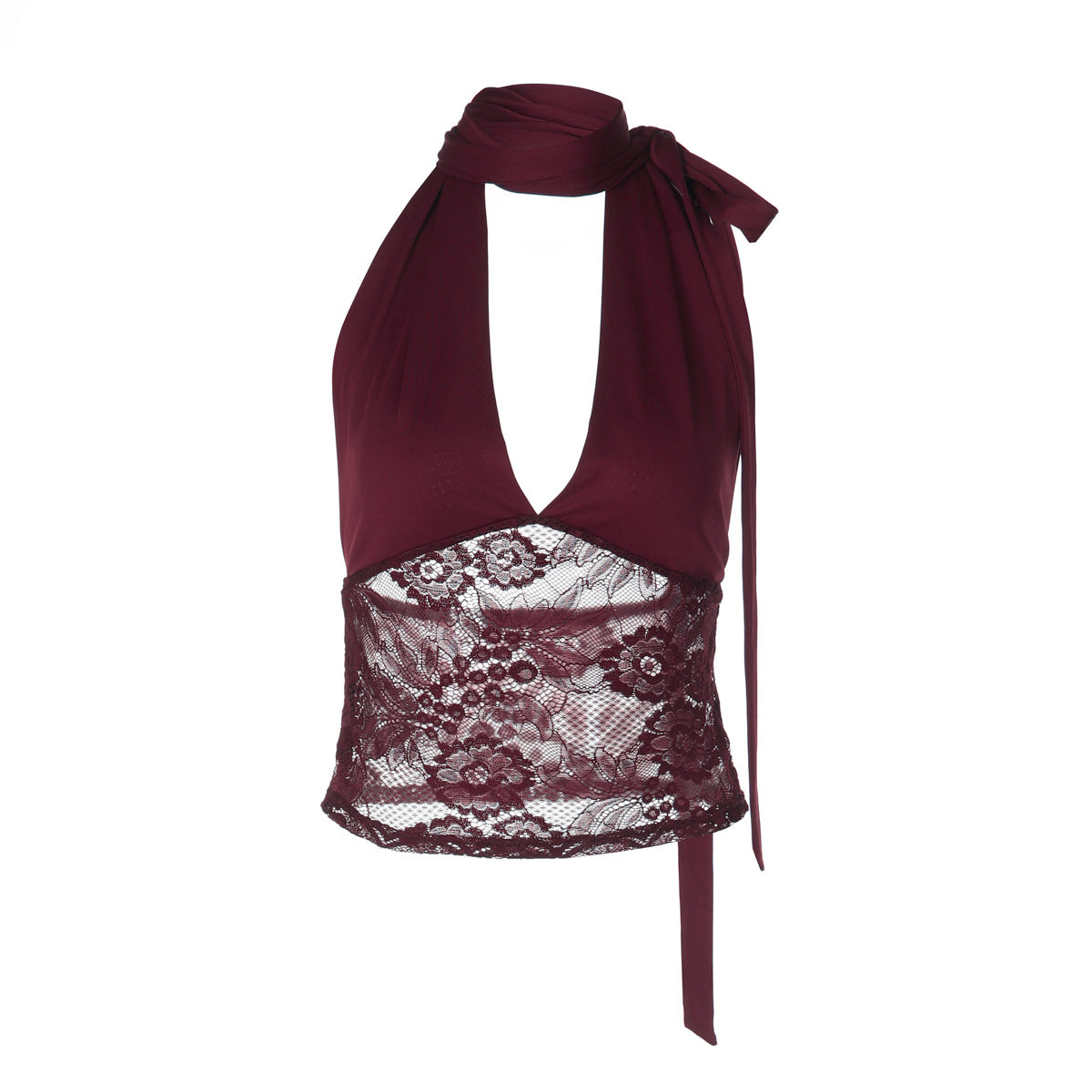 European And American-style Sheer Lace Tube Top With Sexy Patchwork Design