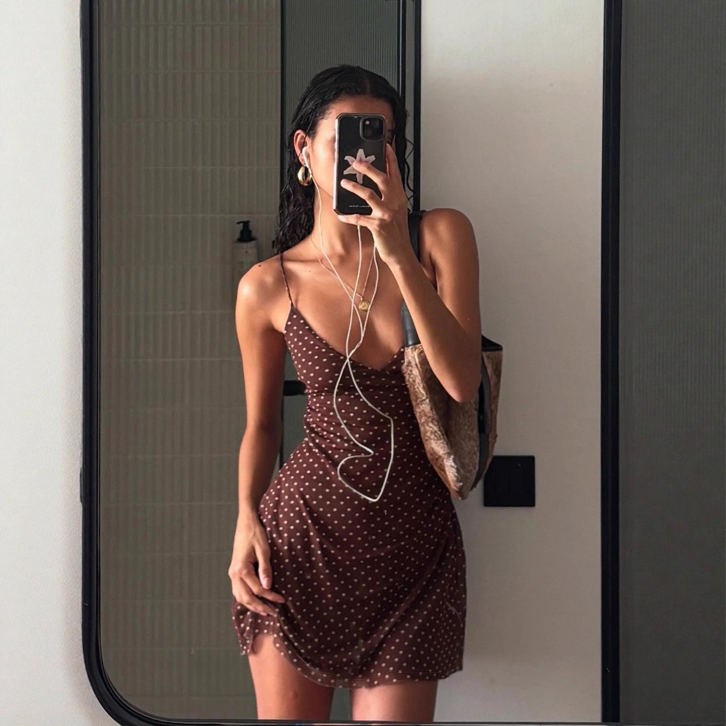 Elegant French-style Ruffled V-neck Slip Dress
