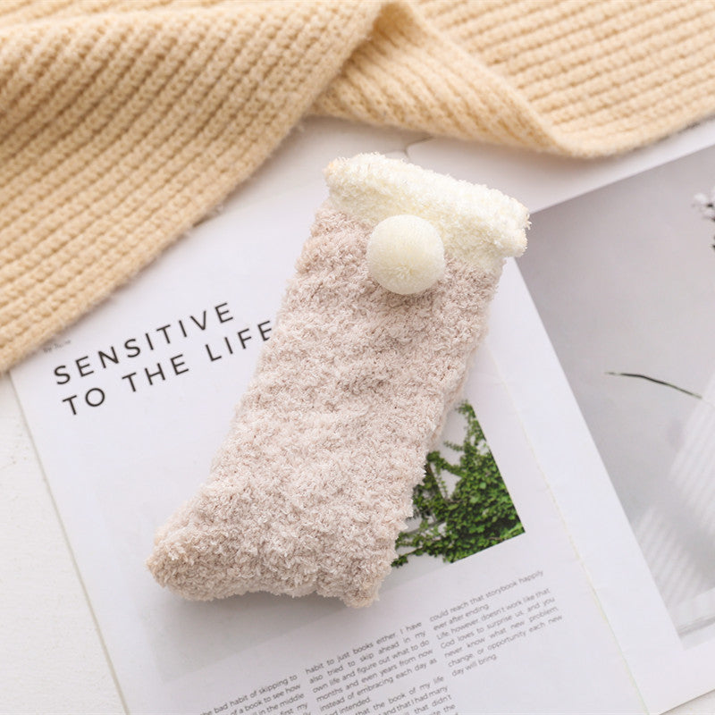 Autumn And Winter Coral Velvet Floor Socks