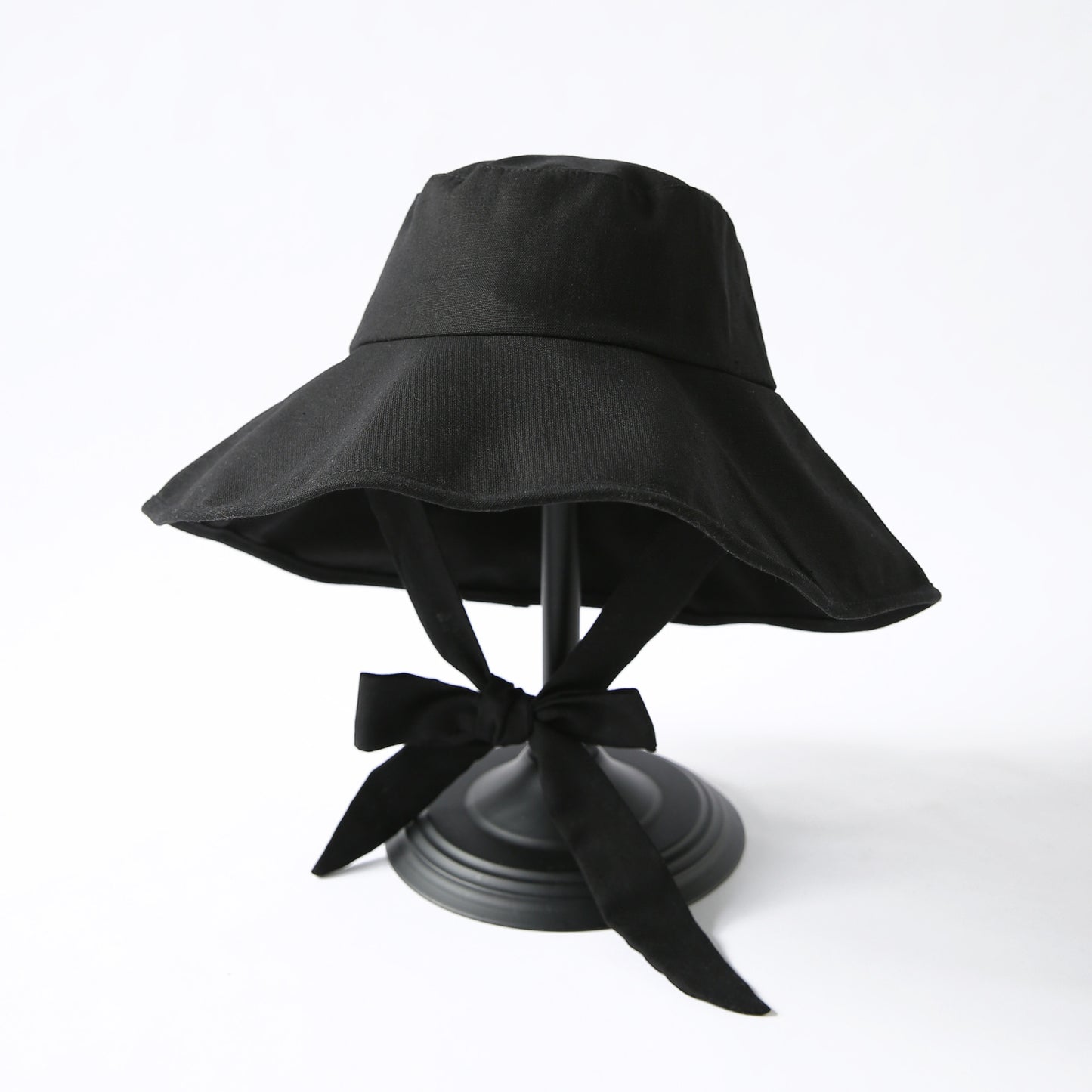 Solid Color Foldable Big Brim Lace-up Hat
