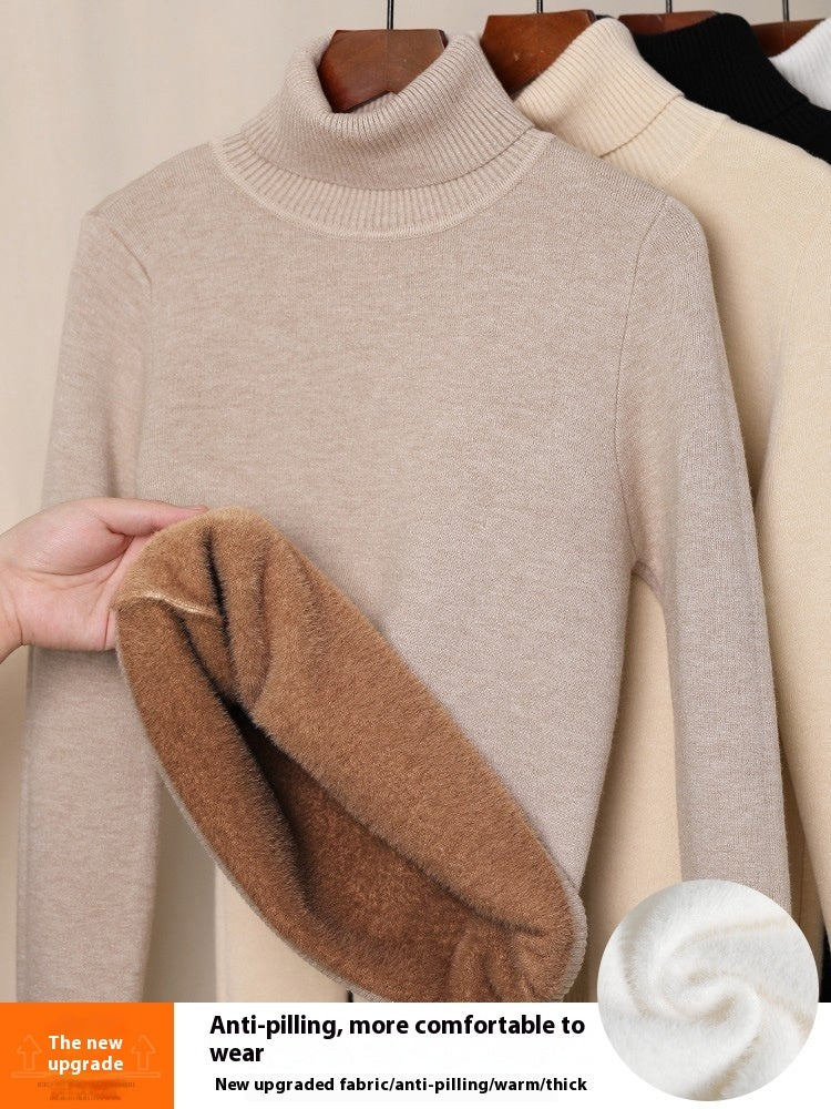 Fleece-lined Thick Turtleneck Sweater Women