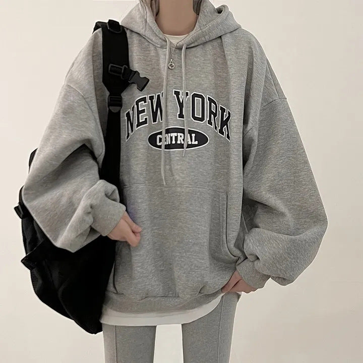 Printed Letters Thick Thin Velvet Women's Sweater