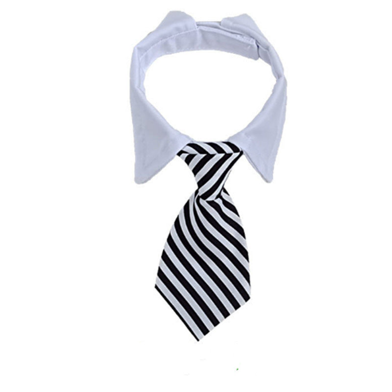 Pet Striped Tie Dog Teddy Bow Tie Scarf Blouse Collar