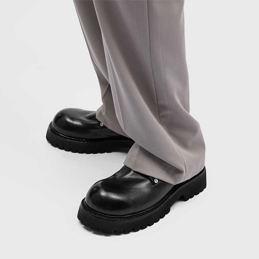 Mens Commuter Casual Leather Shoes With Thick Soles