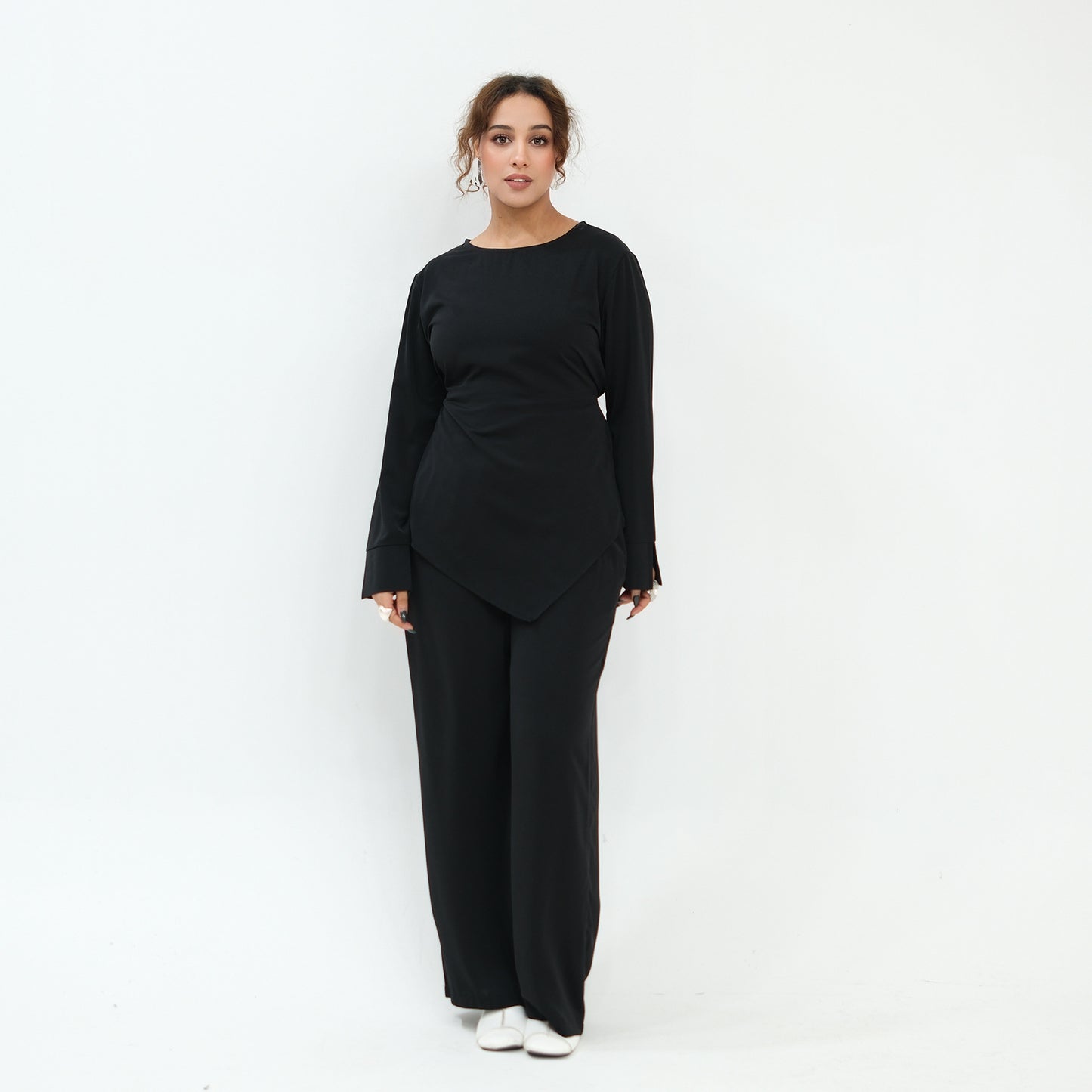 Casual Long-sleeve Top And Pants Two-piece Set