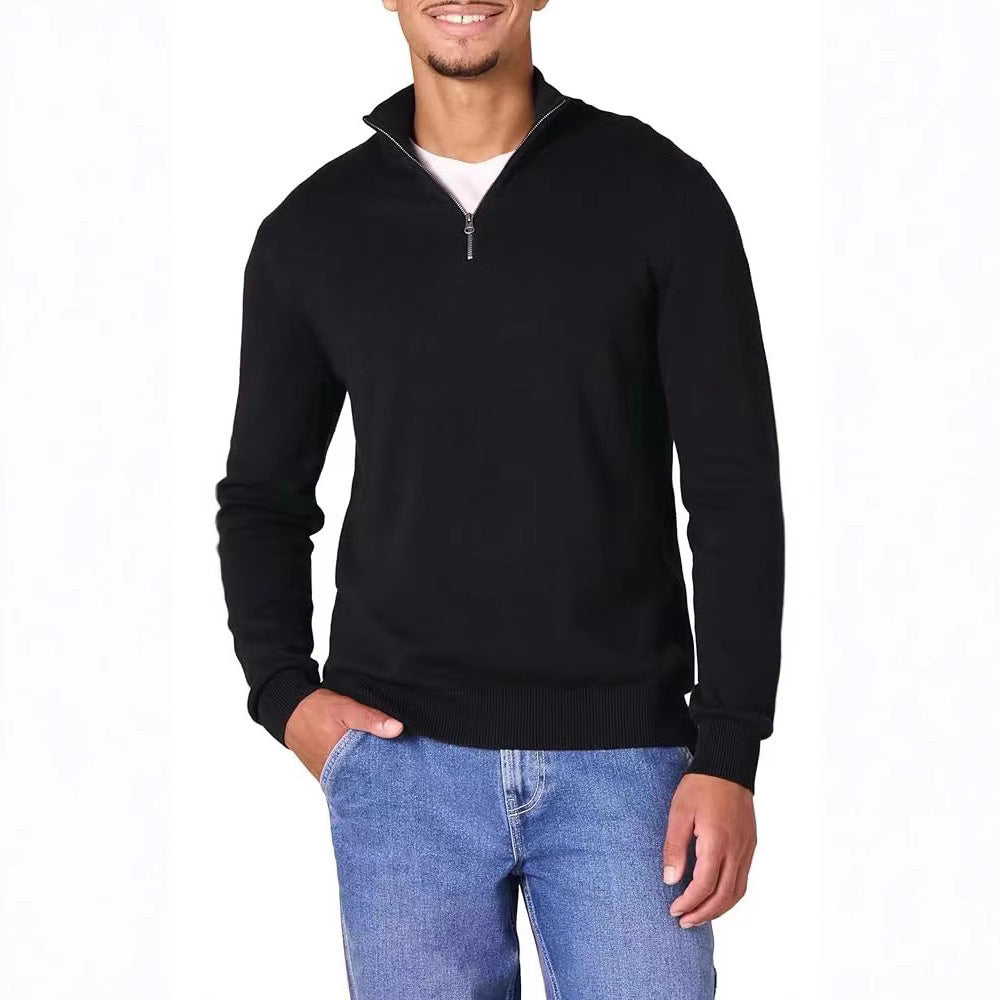 Herre Halv Lynlås Polo Sweater Afslappet Langærmet