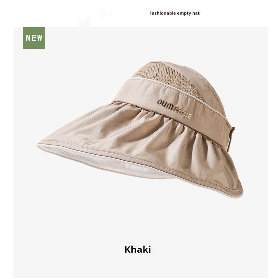 UV Protection Air Top Mesh Stitching Sun Hat With Wide Brim Breathable Sun Hat