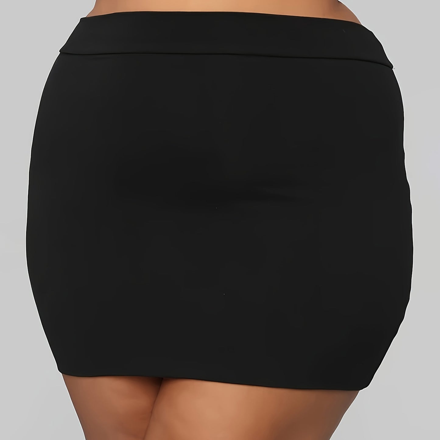 Female Tight Black Plus Size Half Length Skirt