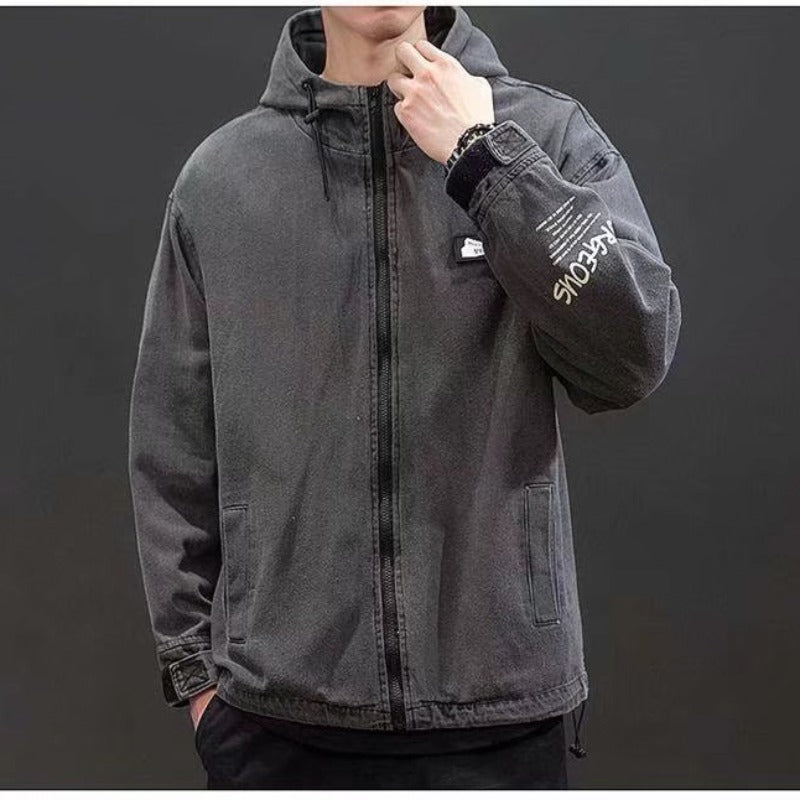 Corduroy Stitching Denim Baggy Coat