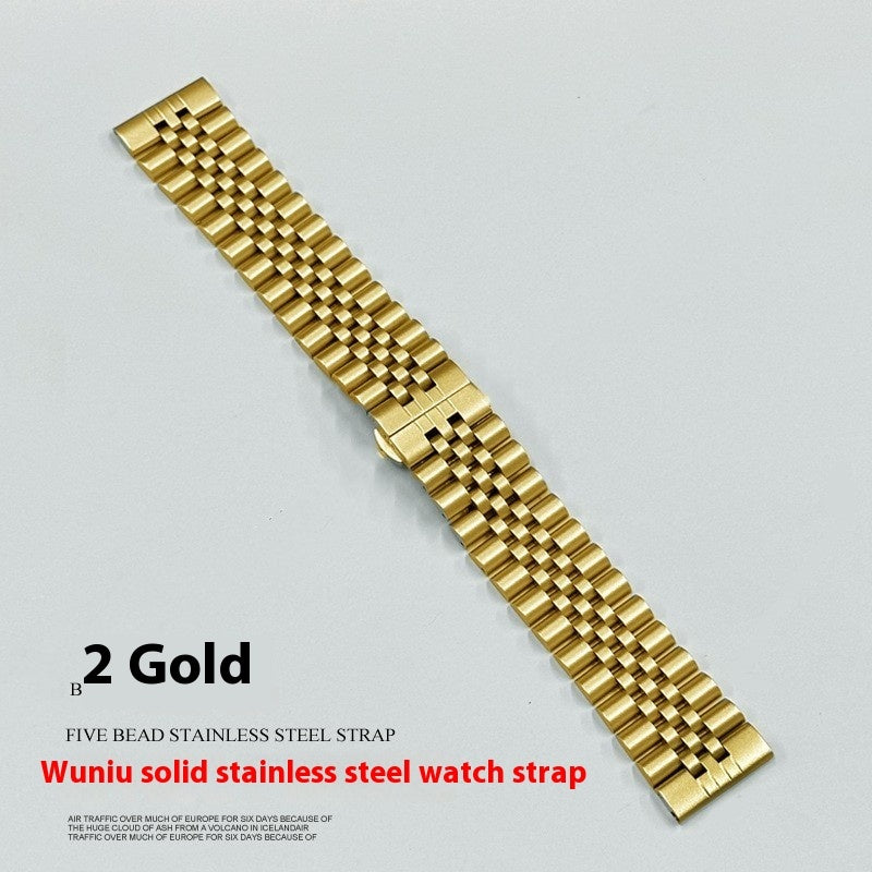 Five-bead Cow Ring Solid Stainless Steel Strap