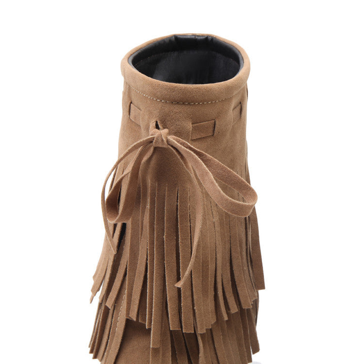 Fashion Women's High Heel Fringe Short Boots