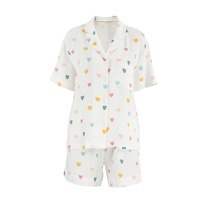 Breathable Cotton Short-Sleeve Shorts Pajama Set