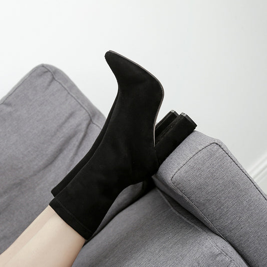 Nightclub Thick-heeled High-heeled Women's Boots Pointed Toe