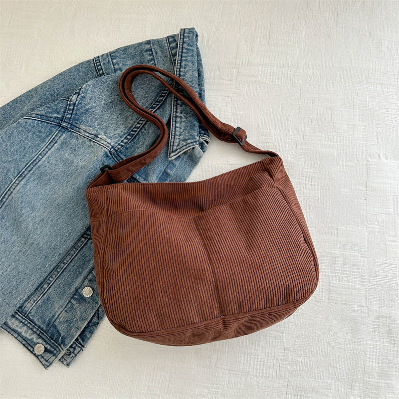 Large-capacity Crossbody Bag Korean Style Fashion Commuter Backpack Corduroy Class Bag